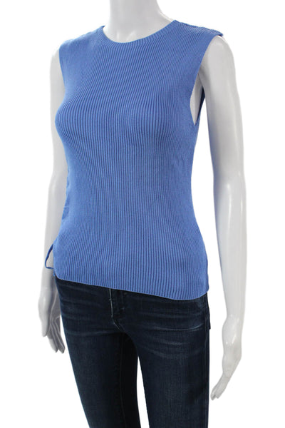 Zara Women Basic Crew Neck Tank Top Blue Size S