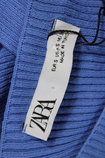 Zara Women Basic Crew Neck Tank Top Blue Size S