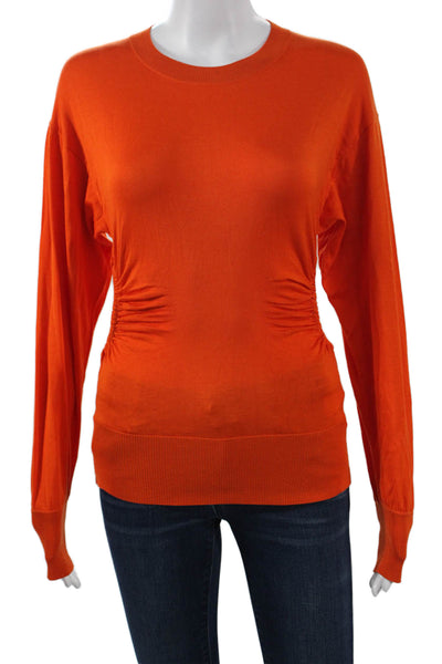 Zara Womens Orange Pullover Sweater Silk Cotton Crew Neck Size S