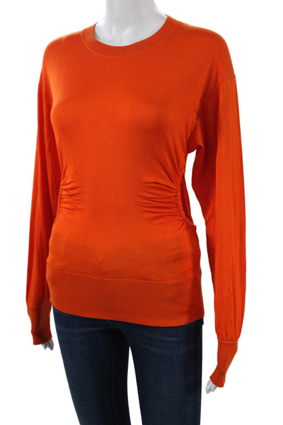 Zara Womens Orange Pullover Sweater Silk Cotton Crew Neck Size S