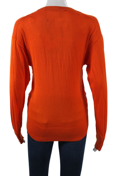 Zara Womens Orange Pullover Sweater Silk Cotton Crew Neck Size S