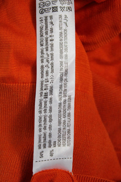 Zara Womens Orange Pullover Sweater Silk Cotton Crew Neck Size S