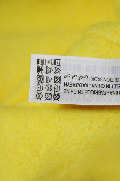 Zara Women V Neck Yellow Pullover Long Sleeve Solid Size M