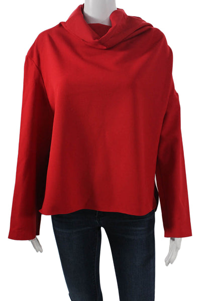 Zara Women Red Mock Neck Long Sleeve Blouse Size S