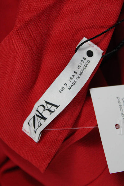 Zara Women Red Mock Neck Long Sleeve Blouse Size S