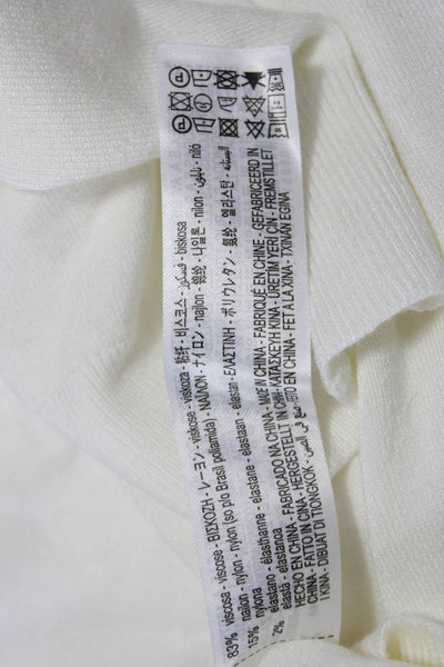 Zara Womens Pullover Mock Neck 3/4 Sleeve White Viscose Blend Size S