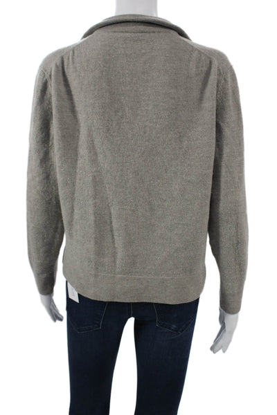 Untuckit Women Gray Extra Fine Merino Wool Collared Zip Pullover Sweater Size L