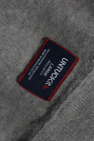 Untuckit Women Gray Extra Fine Merino Wool Collared Zip Pullover Sweater Size L