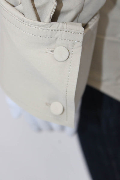 CO Womens Collared Button-Up Long Sleeve Beige Army Solid Shirt Size M