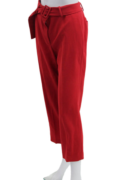 Theory Women Ankle Cropped Dress Pants Red Buckle Size 6