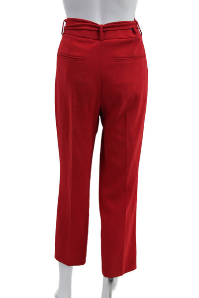 Theory Women Ankle Cropped Dress Pants Red Buckle Size 6