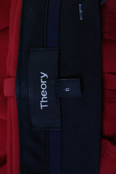 Theory Women Ankle Cropped Dress Pants Red Buckle Size 6