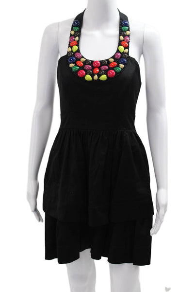 Shoshanna Womens Fit & Flare Mini Dress Black Sleeveless Tie Size 2