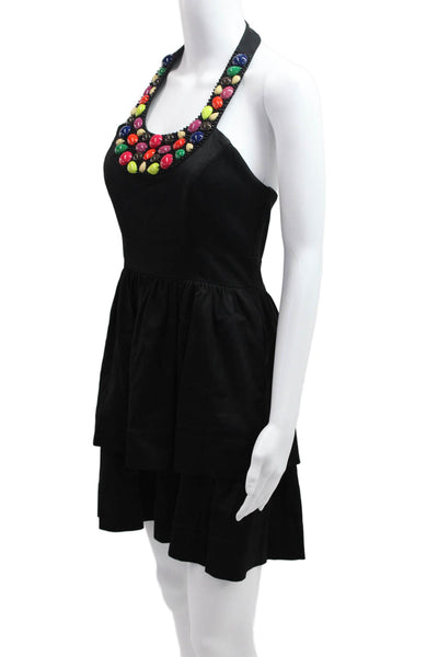 Shoshanna Womens Fit & Flare Mini Dress Black Sleeveless Tie Size 2