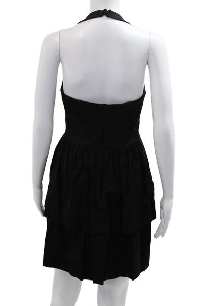Shoshanna Womens Fit & Flare Mini Dress Black Sleeveless Tie Size 2