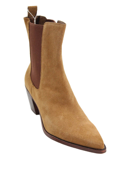 Dolce Vita Womens Suede Stretch Inset Pointed Toe Ankle Boots Brown Size 8.5
