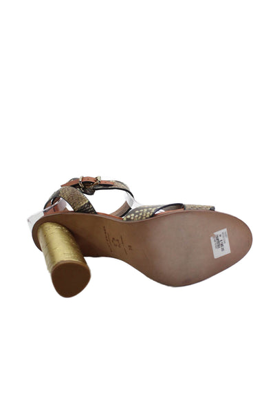 Kurt Geiger London Womens Leather Ankle Strap Heeled Sandals Brown Size 8