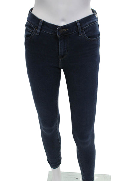 Levis Womens Ankle Skinny Jeans Dark Blue Low Rise Button Size 26