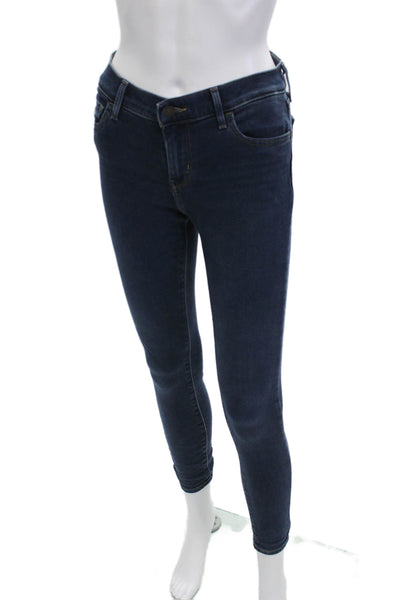 Levis Womens Ankle Skinny Jeans Dark Blue Low Rise Button Size 26