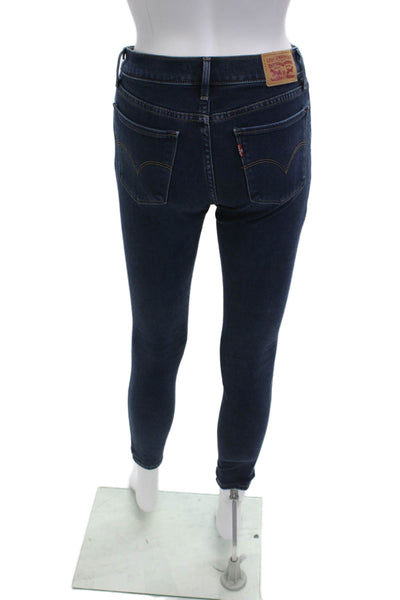 Levis Womens Ankle Skinny Jeans Dark Blue Low Rise Button Size 26