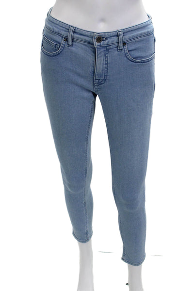 Victoria Beckham Womens Ankle Skinny Jeans Light Blue Low Rise Button Size 26