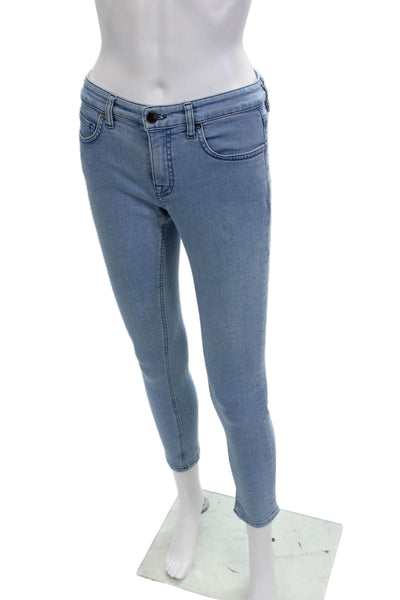 Victoria Beckham Womens Ankle Skinny Jeans Light Blue Low Rise Button Size 26