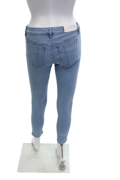 Victoria Beckham Womens Ankle Skinny Jeans Light Blue Low Rise Button Size 26
