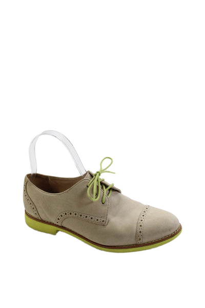 Cole Haan Womens Leather Lace Up Oxford Brogue Shoes Beige Size 7