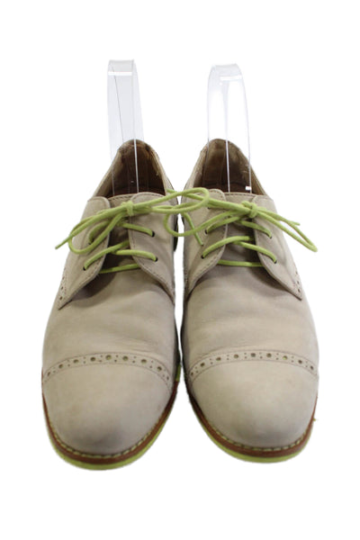 Cole Haan Womens Leather Lace Up Oxford Brogue Shoes Beige Size 7