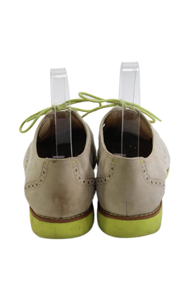 Cole Haan Womens Leather Lace Up Oxford Brogue Shoes Beige Size 7