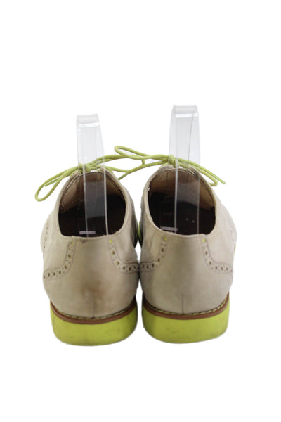 Cole Haan Womens Leather Lace Up Oxford Brogue Shoes Beige Size 7