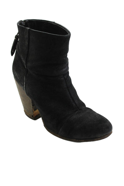 Rag & Bone Womens Suede Heeled Ankle Boots Black Size 8