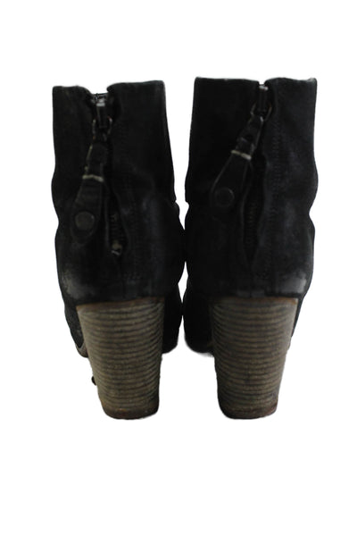 Rag & Bone Womens Suede Heeled Ankle Boots Black Size 8