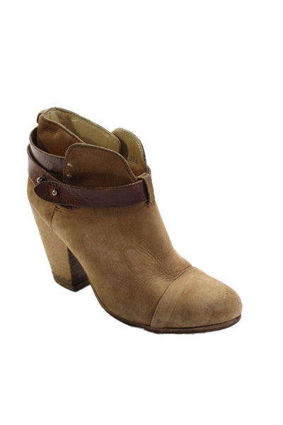 Rag & Bone Womens Leather Wrapped Strap Heeled Ankle Boots Brown Size 7.5