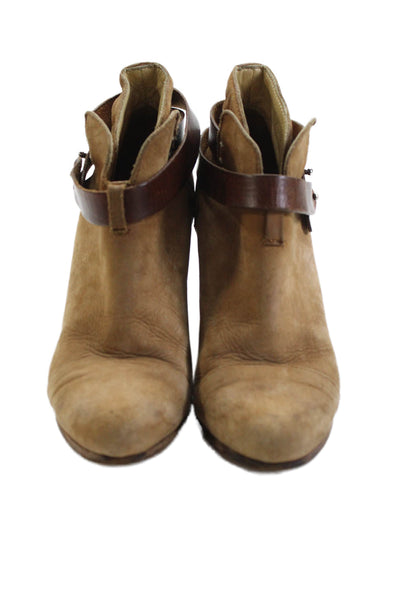Rag & Bone Womens Leather Wrapped Strap Heeled Ankle Boots Brown Size 7.5