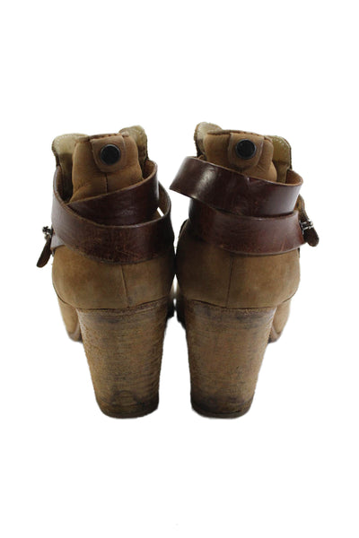 Rag & Bone Womens Leather Wrapped Strap Heeled Ankle Boots Brown Size 7.5