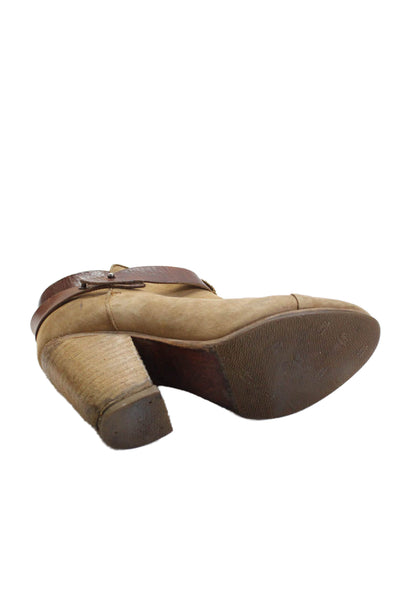 Rag & Bone Womens Leather Wrapped Strap Heeled Ankle Boots Brown Size 7.5