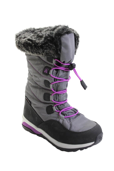 Kamik Girls Prairie 2 Drawstring Winter Mid-Calf Boots Gray Size 13