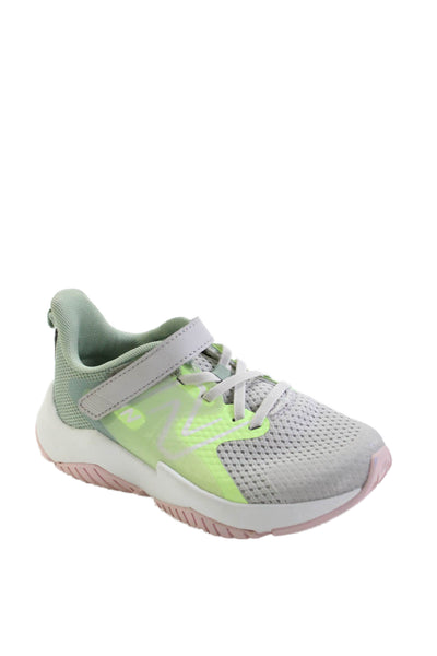 New Balance Girls Rave Run v2 Bungee Lace Athletic Sneakers Gray Size 11.5