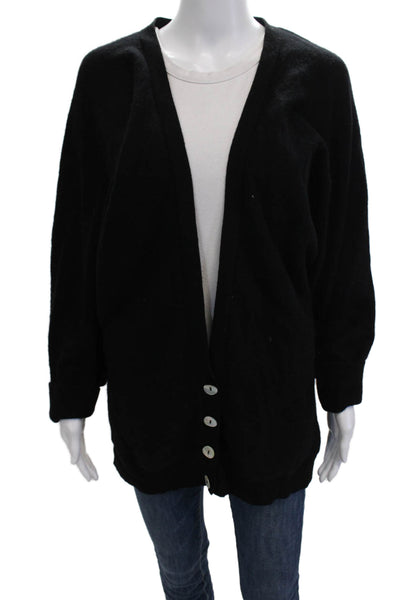 Laundry by Shelli Segal Women Black Cashmere V Neck Button Cardigan Size L