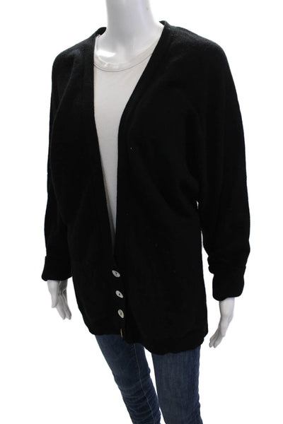 Laundry by Shelli Segal Women Black Cashmere V Neck Button Cardigan Size L