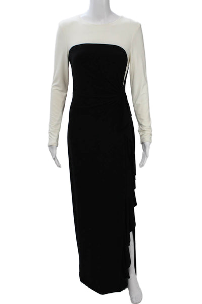 Lauren Ralph Lauren Women Maxi Dress Black Long Sleeve Crew Neck Size 2