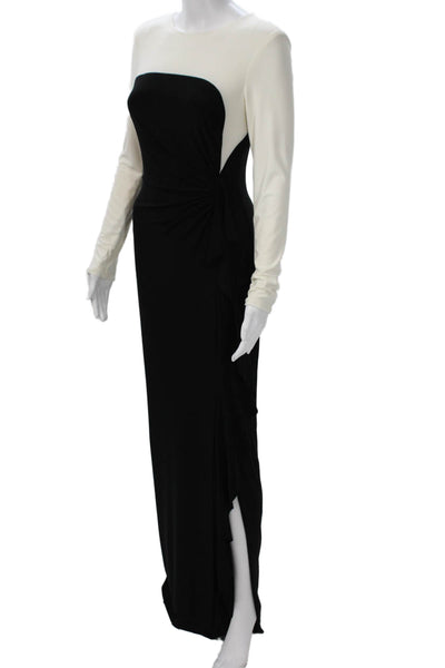 Lauren Ralph Lauren Women Maxi Dress Black Long Sleeve Crew Neck Size 2