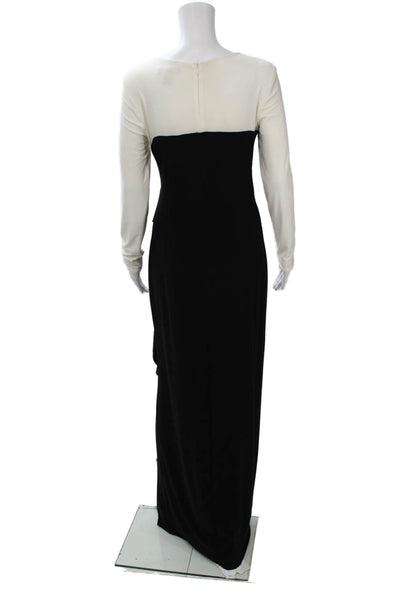 Lauren Ralph Lauren Women Maxi Dress Black Long Sleeve Crew Neck Size 2