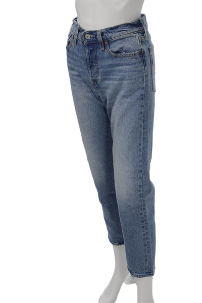 Levi Strauss & Co Womens Cropped Straight High Rise Blue Cotton Jeans Size 26