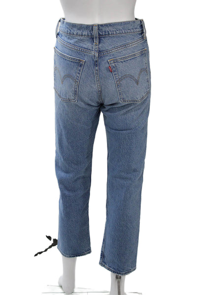 Levi Strauss & Co Womens Cropped Straight High Rise Blue Cotton Jeans Size 26
