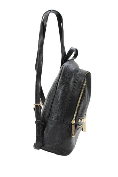 Michael Kors Kenly Medium Studded Pebbled Leather Zippered Backpack Black