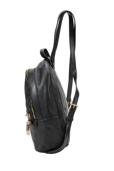 Michael Kors Kenly Medium Studded Pebbled Leather Zippered Backpack Black