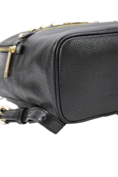 Michael Kors Kenly Medium Studded Pebbled Leather Zippered Backpack Black