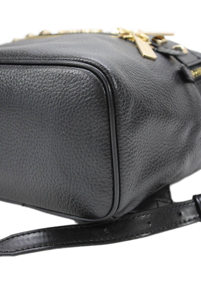 Michael Kors Kenly Medium Studded Pebbled Leather Zippered Backpack Black